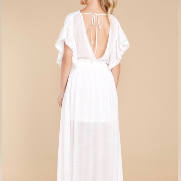 Flowy White Short Sleeve Maxi Dress NWT - Picture 2 of 8